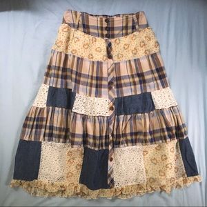 Patchwork Lace Mori Girl Maxi Skirt